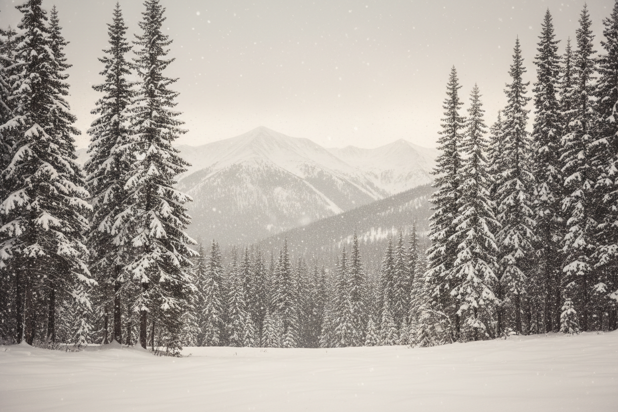 snow fall with winter scene